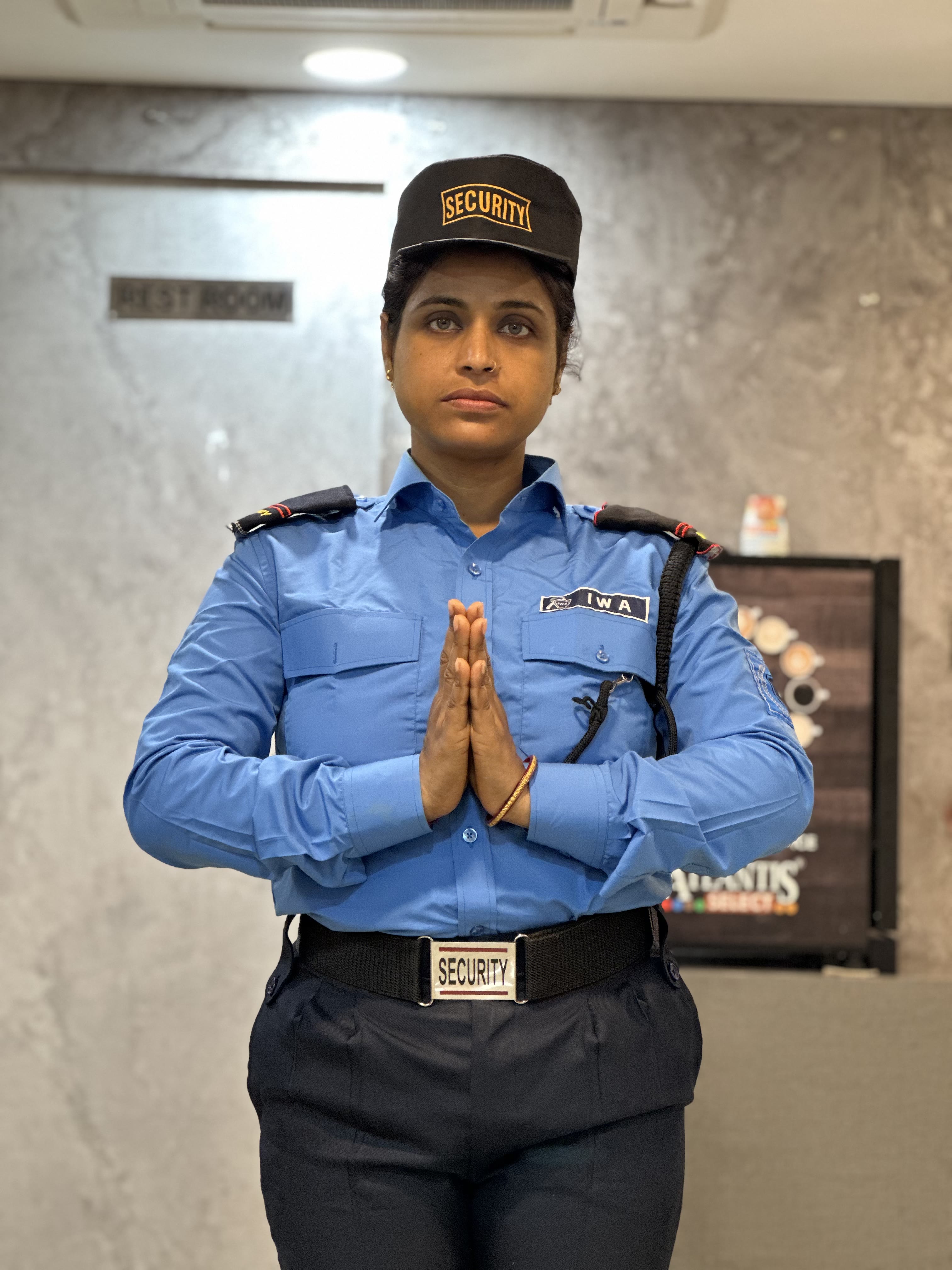 Innerwork woman security officer on duty